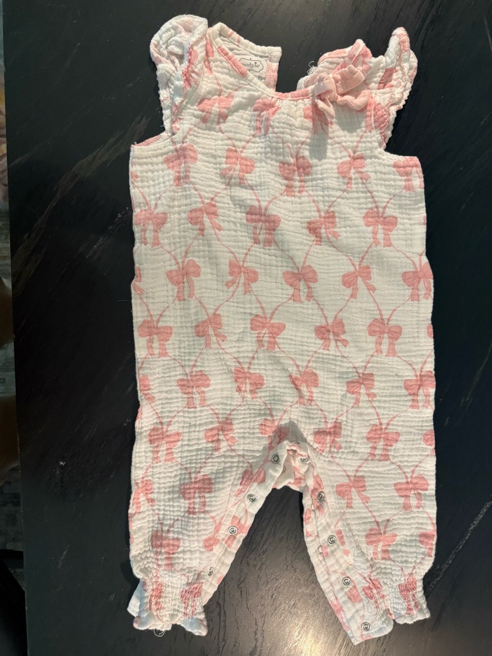 Mud Pie Baby Girl Pink Bow-print Romper